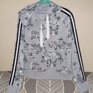 Women's Medium Calvin Klein Performance Foral Striped Sleeve Hoodie